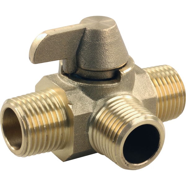 Jr Products JR Products 62255 3-Way Brass Diverter Valve - 1/2" MPT x 1/2" MPT x 1/2" MPT 62255 - main